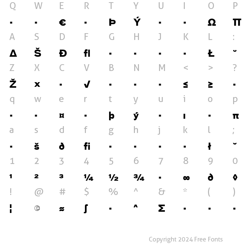 Character Map of Bau-BoldExpert Regular