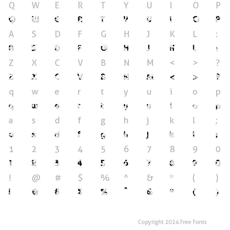 Character Map of Baudot Shatter DB Normal