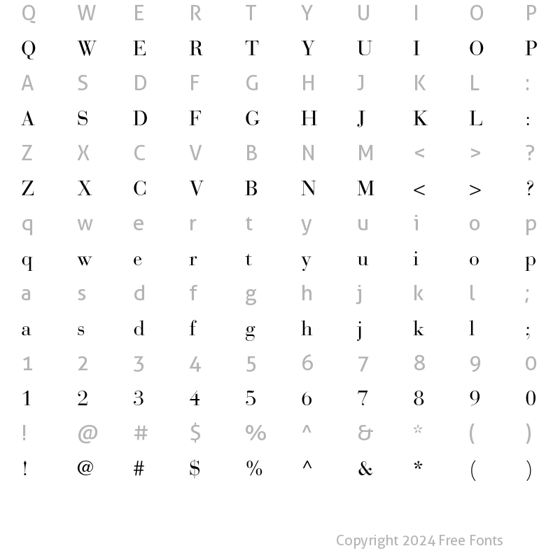 Character Map of Bauer Bodoni Roman