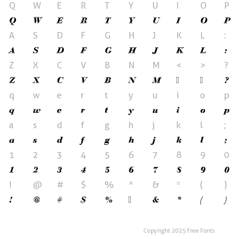 Character Map of BauerBodDBolItaIn1 Regular