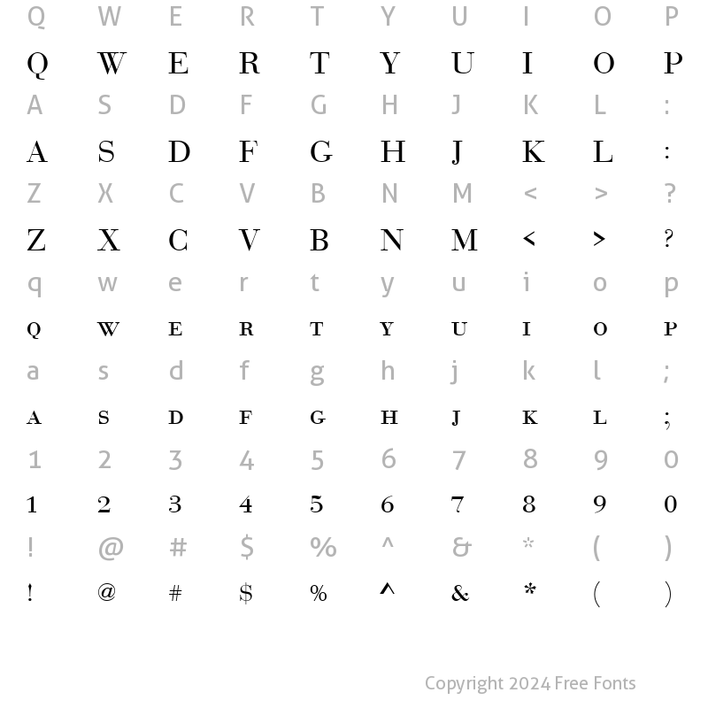 Character Map of BauerBodDCDReg Regular