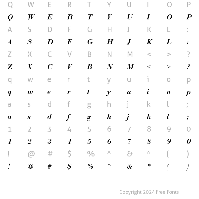 Character Map of BauerBodDDemBol Italic