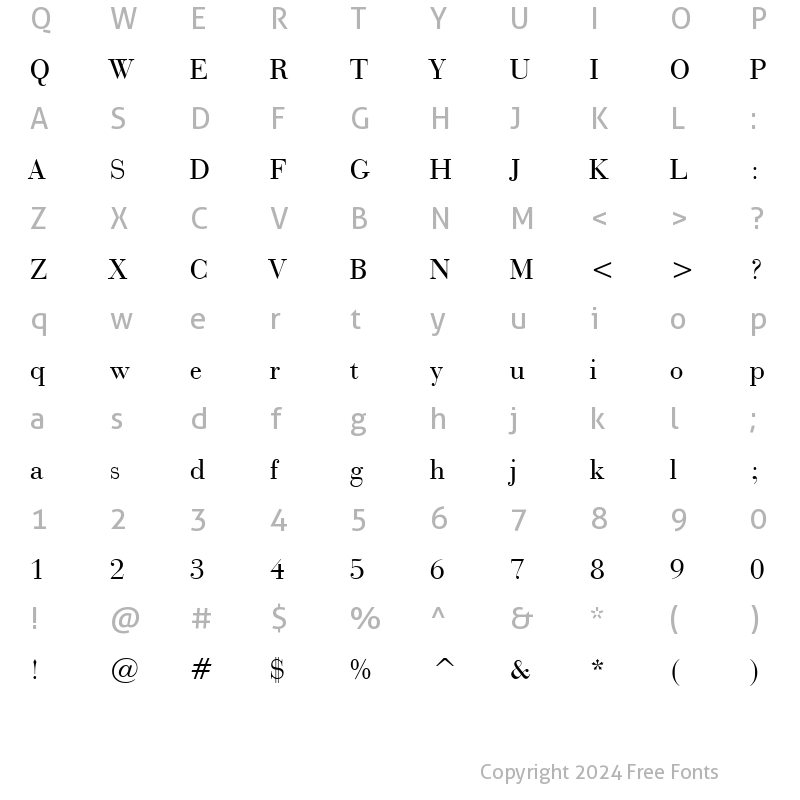 Character Map of BauerBodni BT Roman