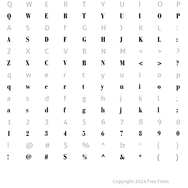 Character Map of BauerBodoni BoldCond