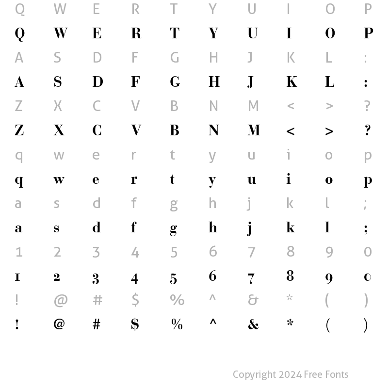 Character Map of BauerBodoni RomanOsF Bold