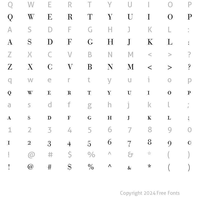 Character Map of BauerBodoni RomanSC Regular