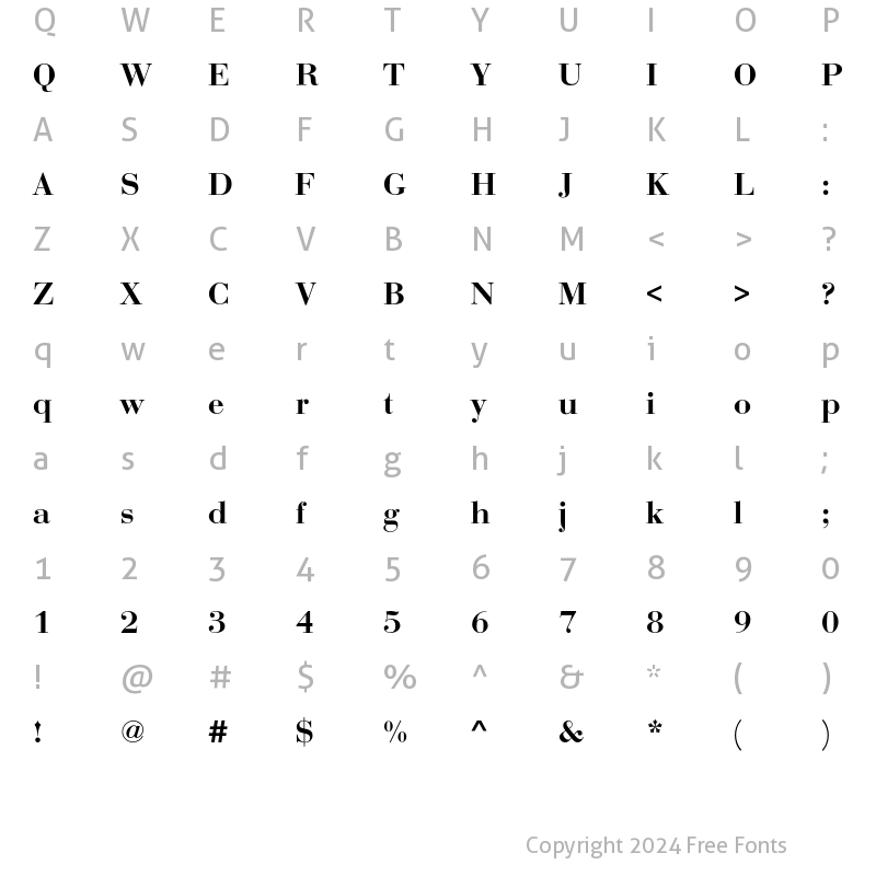 Character Map of BauerBodoniEF Medium