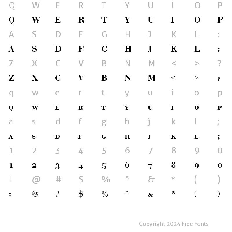 Character Map of BauerBodSCDDemBol Regular