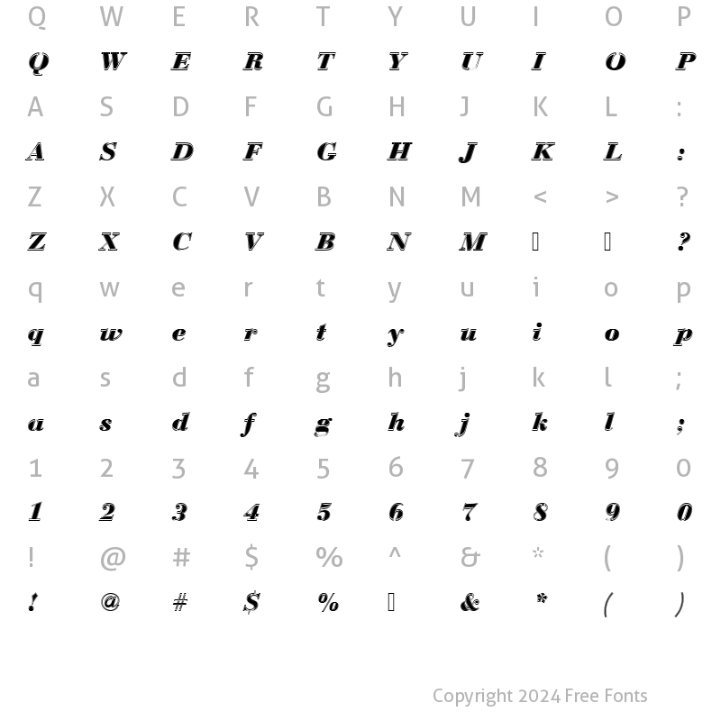 Character Map of BauerBodTBolItaIn1 Regular