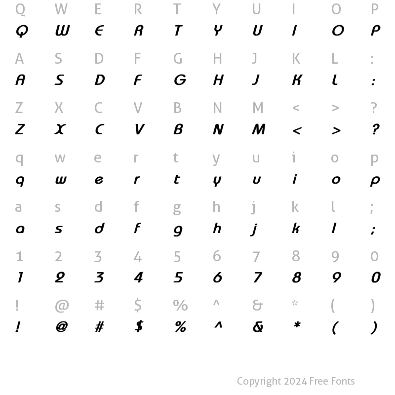 Character Map of Bauhaus Bold Italic