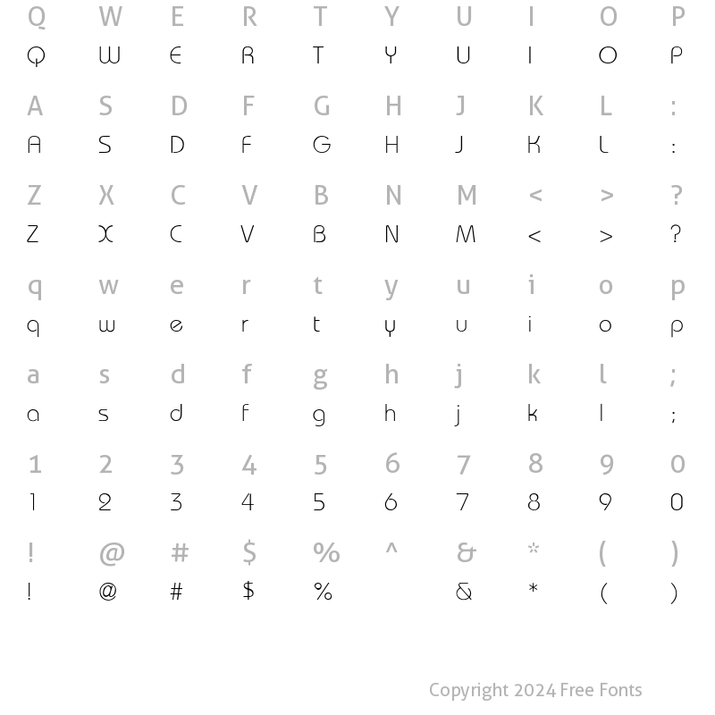 Character Map of Bauhaus-Light-Light Regular