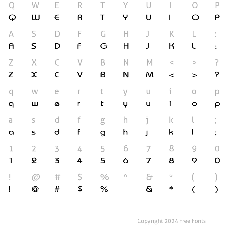 Character Map of Bauhaus-Thin Wide Regular