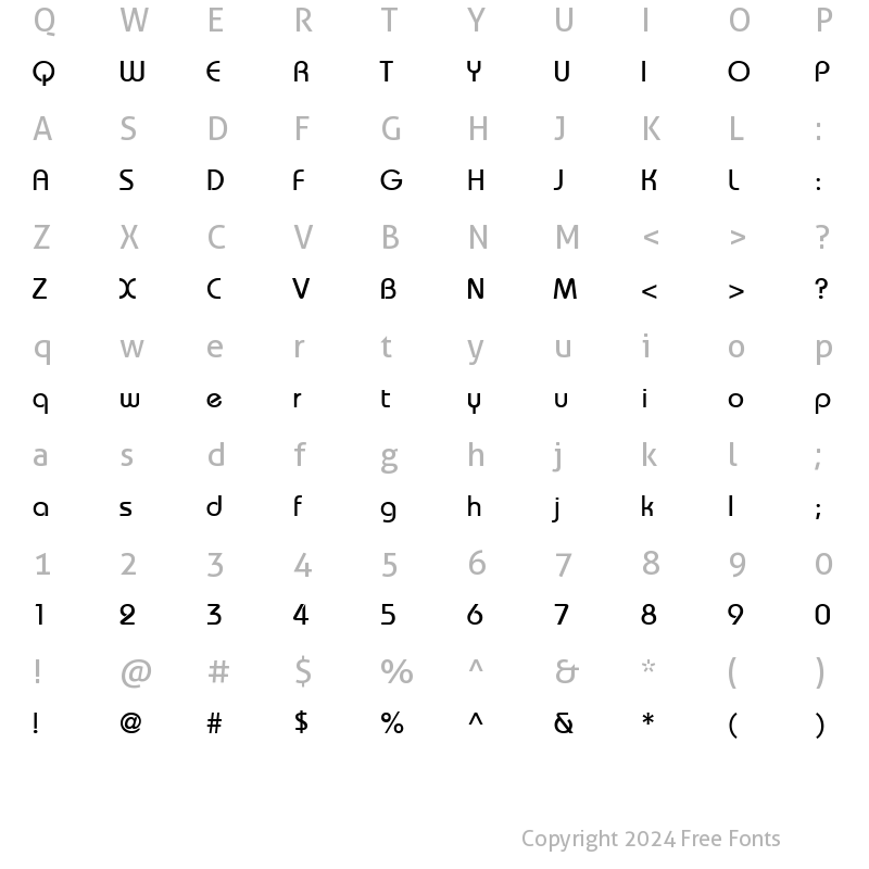 Character Map of BauhausThin Regular