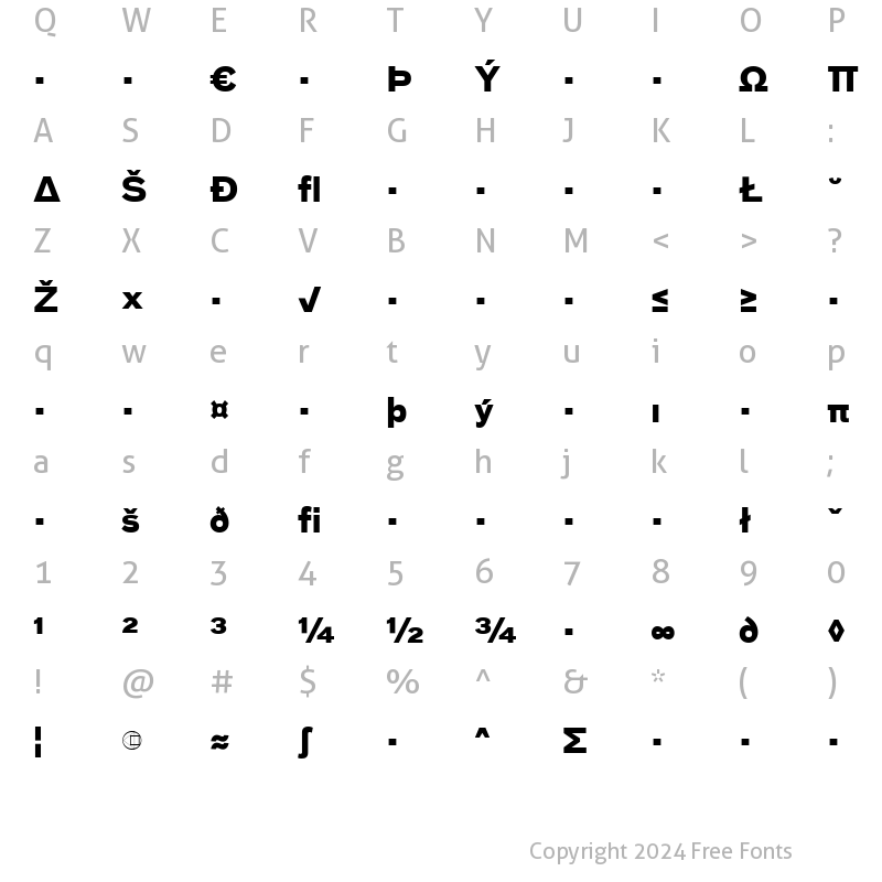 Character Map of BauLF-BoldExpert Regular