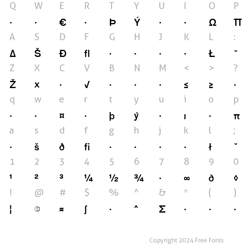 Character Map of BauLF-MediumExpert Regular