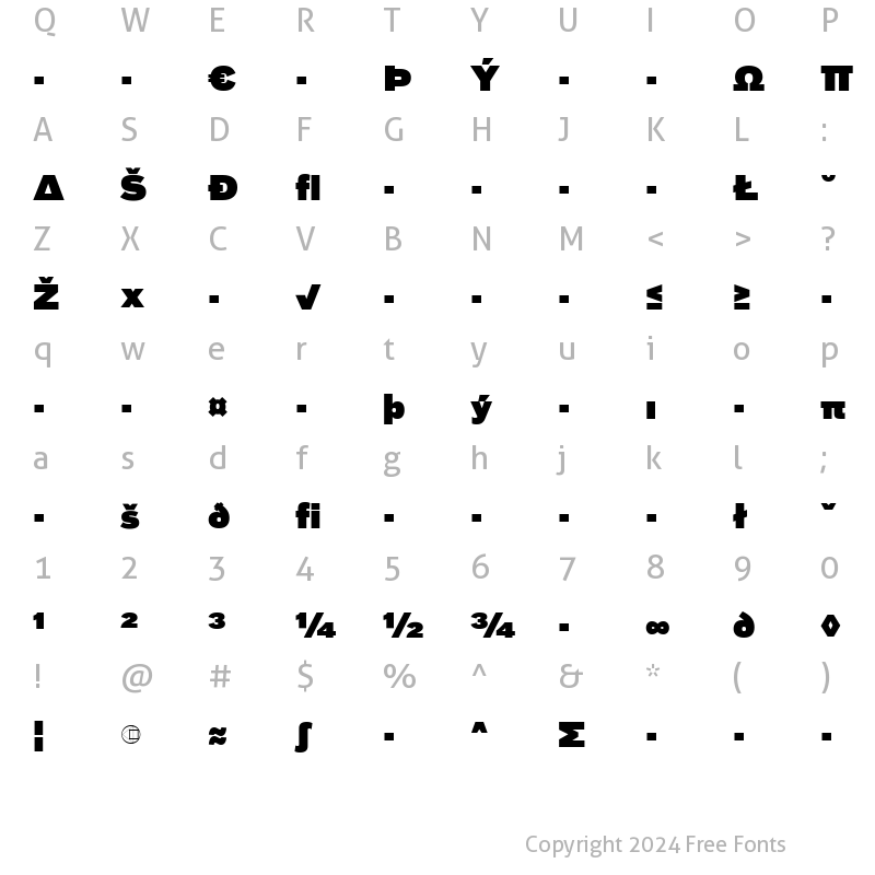 Character Map of BauLF-SuperExpert Regular