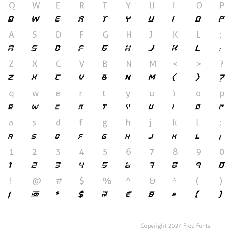 Character Map of Baumarkt Italic