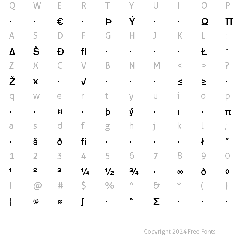 Character Map of BauTF-MediumExpert Regular