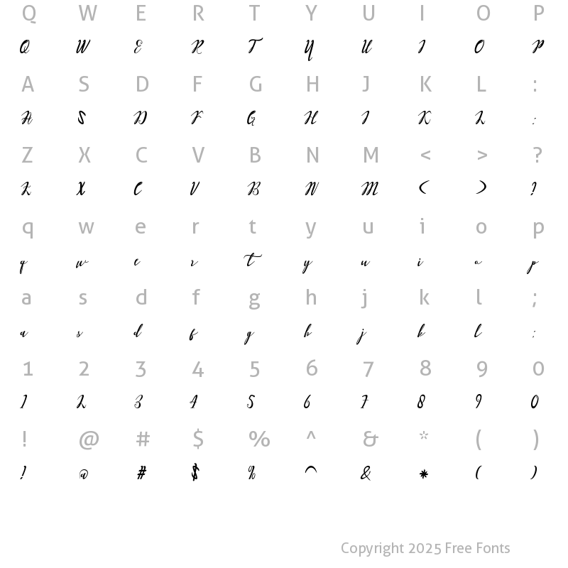 Character Map of Bavterlay Regular