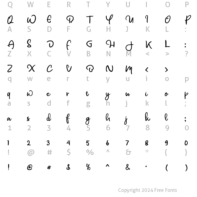 Character Map of bawnee Regular