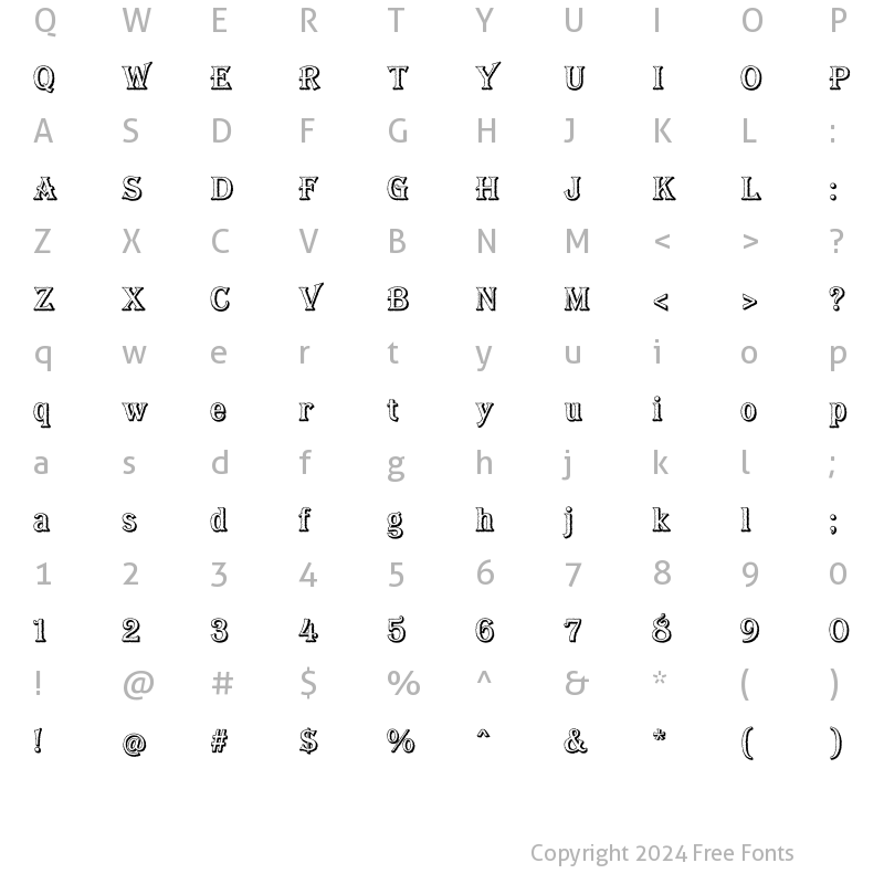 Character Map of Bay Tavern Open X Regular