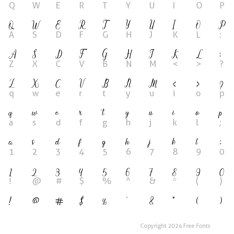 Character Map of Baybe Evaline Regular