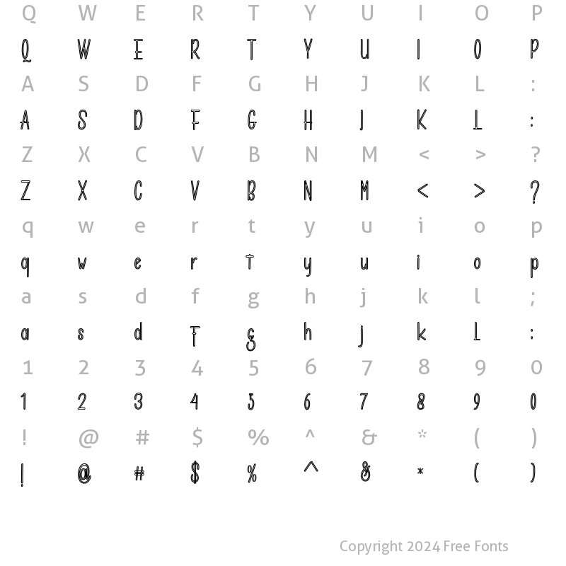 Character Map of Baylee Outline Regular