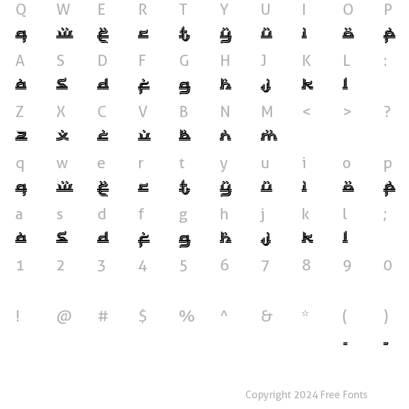 Character Map of Bayram 3D Filled Regular