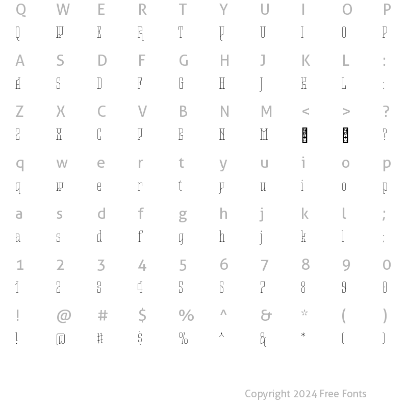 Character Map of Bazilikin Thin