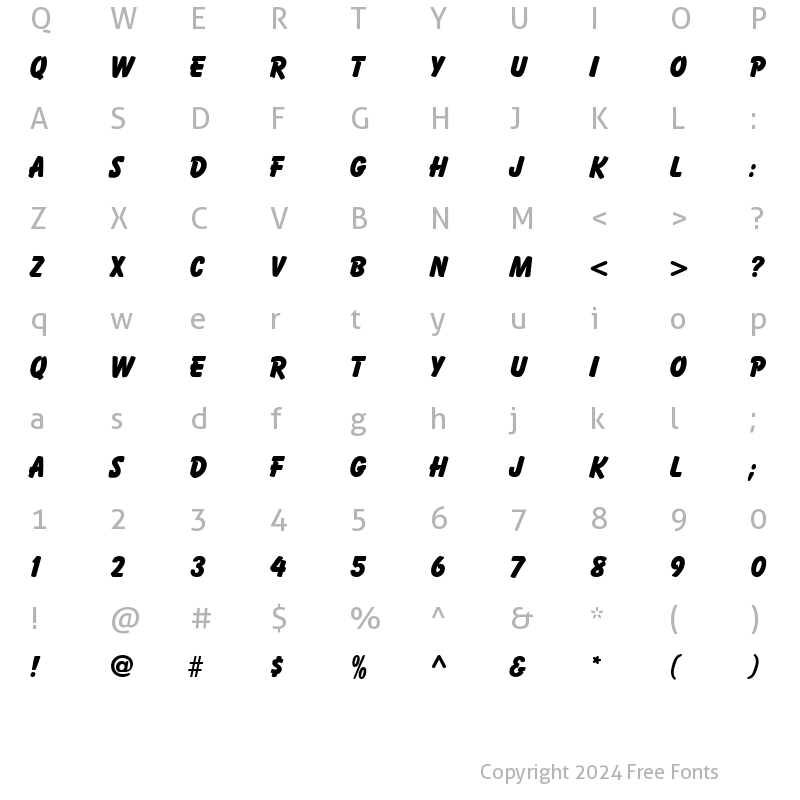 Character Map of Bazooka Regular