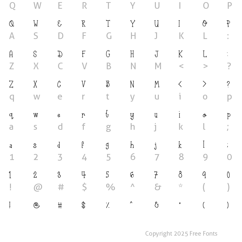 Character Map of BBCPunkadoodle Medium