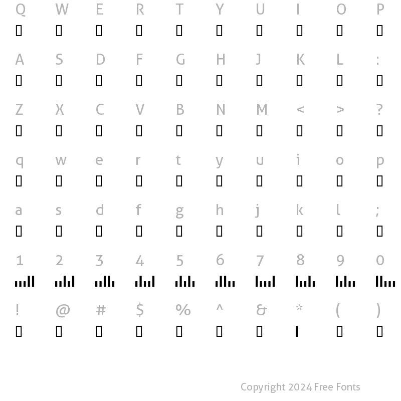 Character Map of BC Postnet Regular