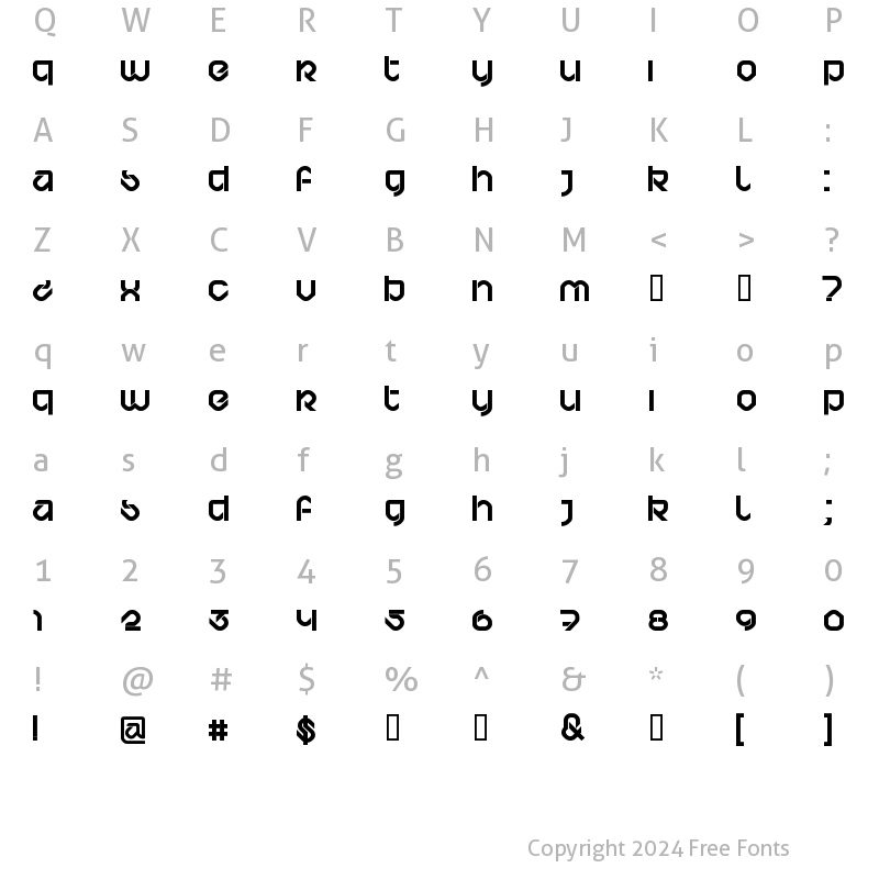 Character Map of BD Bardust Regular