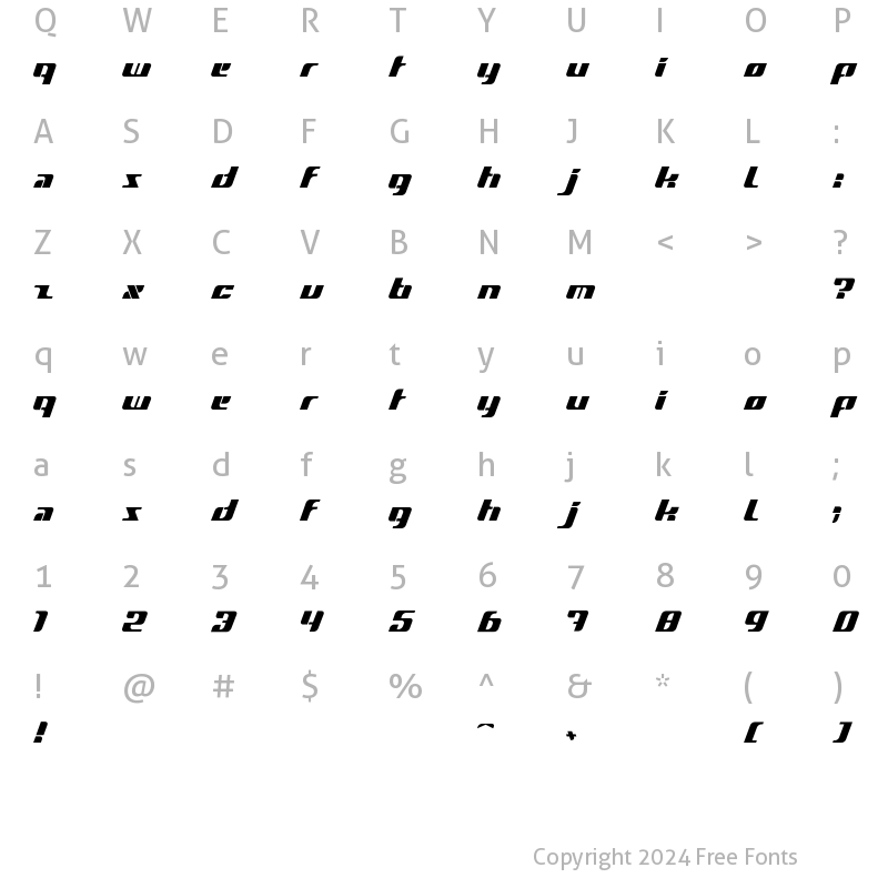 Character Map of BDfazer Regular