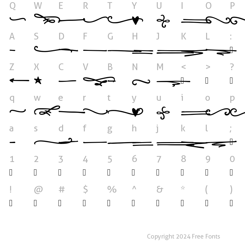 Character Map of . Be Cool Regular Swashes