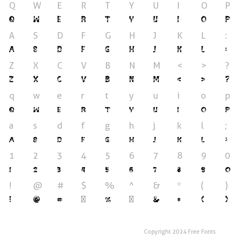 Character Map of BE-WILD Brush Font Regular