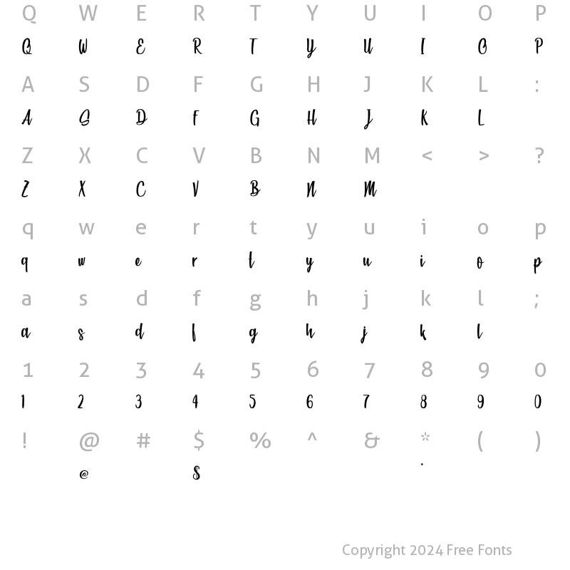 Character Map of Beach Society Light Regular