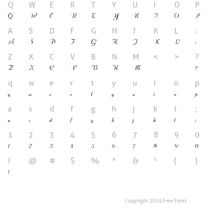 Character Map of Beachman Script Regular