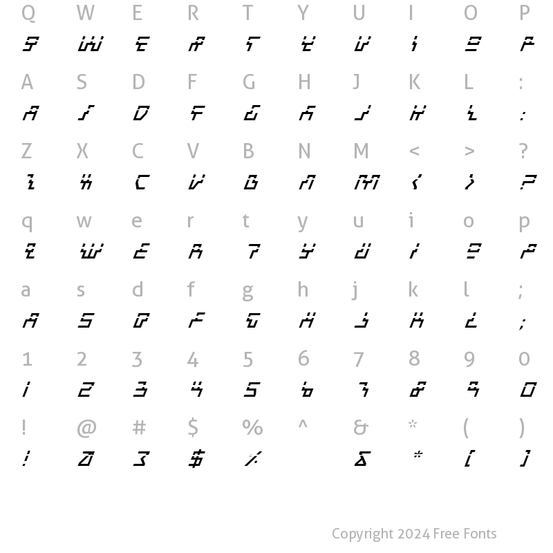 Character Map of Beam Rider Laser Italic Laser