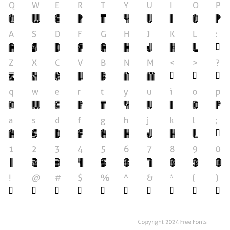 Character Map of Beamie Regular