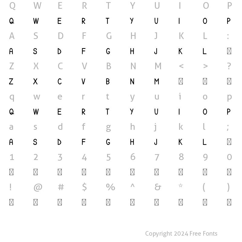 Character Map of Beaming Sans