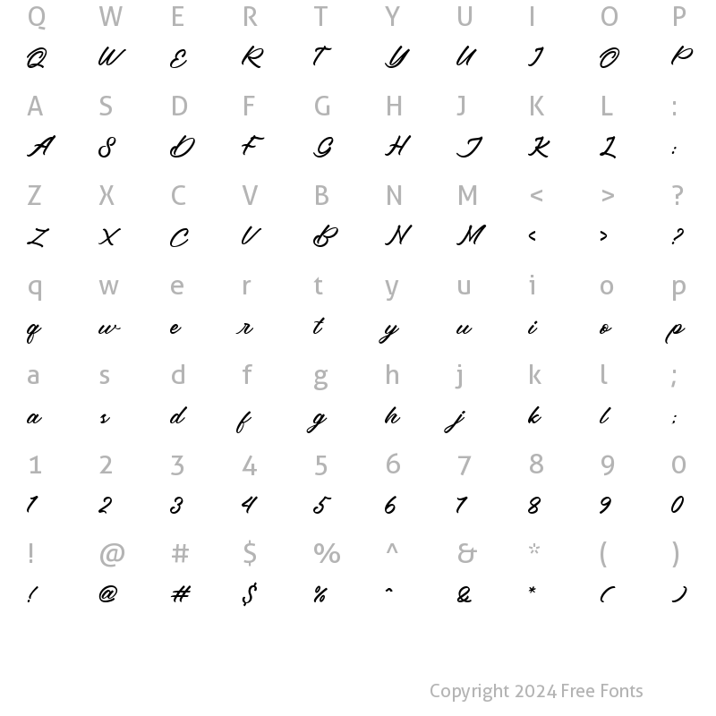 Character Map of Beard Canye Regular