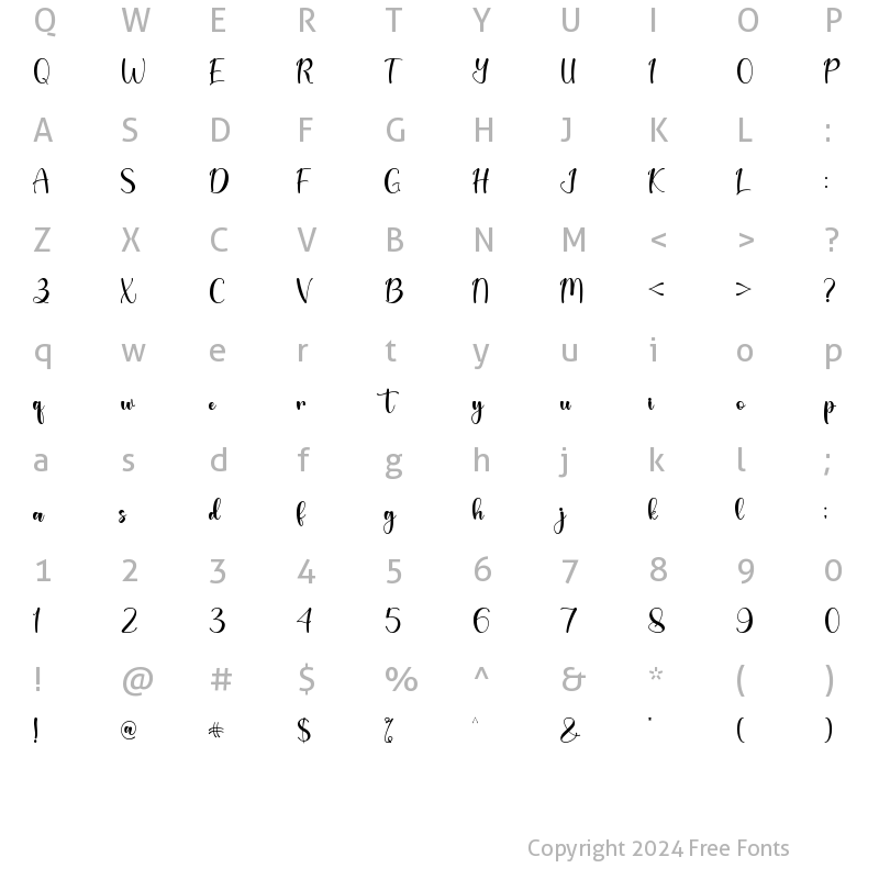 Character Map of Beatlove - Personal Use Regular