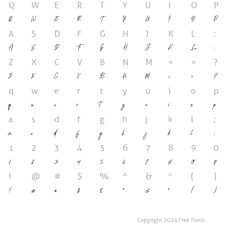 Character Map of Beatrice Script Regular