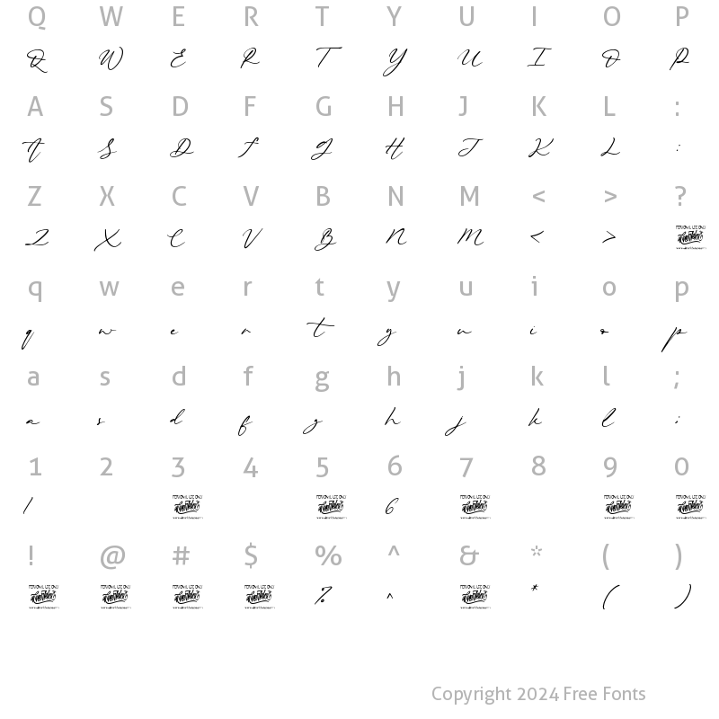 Character Map of Beautiella Regular