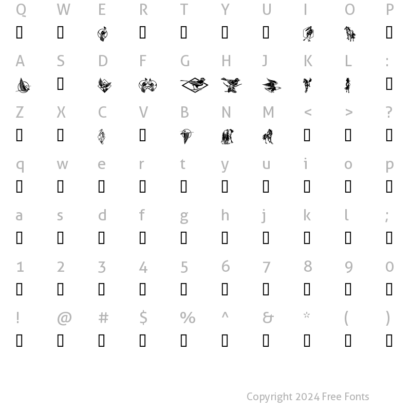 Character Map of Beautiful Beasts Regular