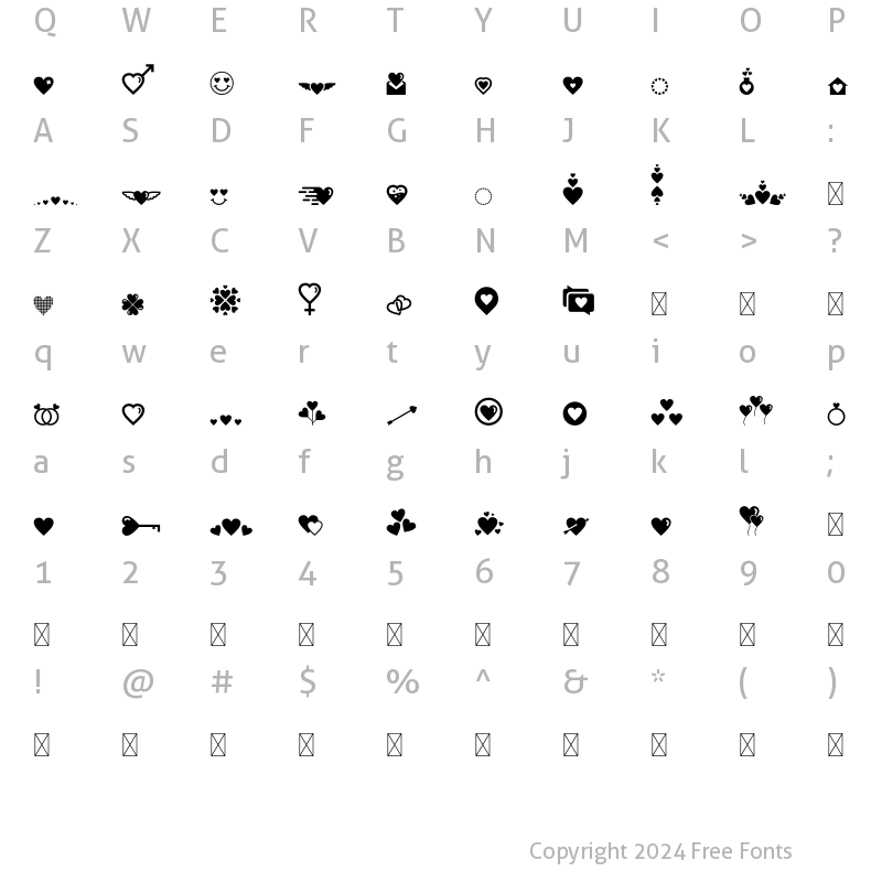 Character Map of Beauty And Love Dingbat