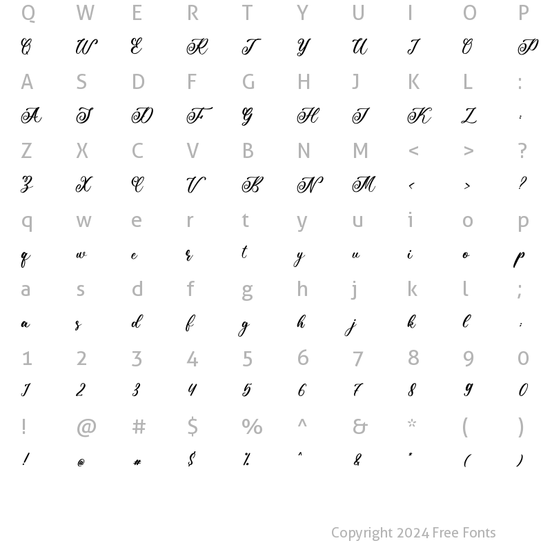 Character Map of Beauty Rose Regular