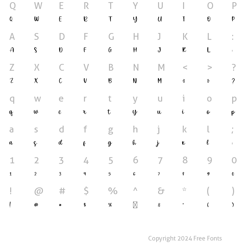 Character Map of Beauty Smile Regular