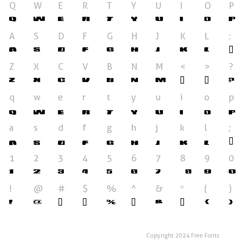 Character Map of BeBop Regular